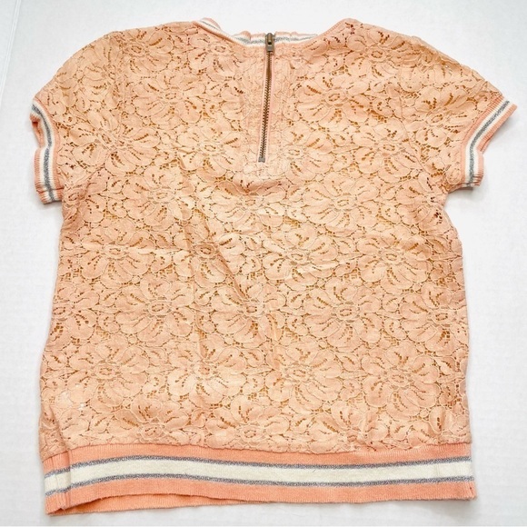 Harper Canyon Blush Pink and Silver Lace Short Sleeve Blouse - Picture 8 of 8